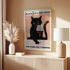 A4 Cat & Wine Purr Fect 01.png Poster