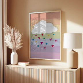 Raining Multicolored Hearts Poster