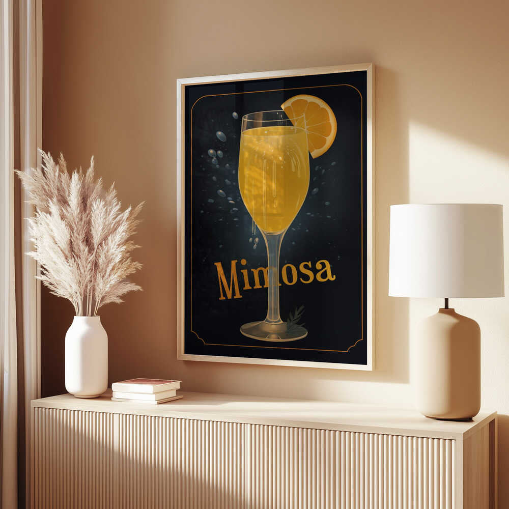 Vibrant Illustration Of A Mimosa Cocktail Poster