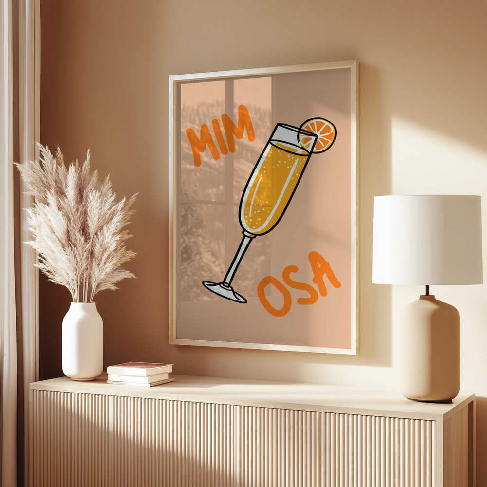 Illustration Of A Mimosa Cocktail Poster