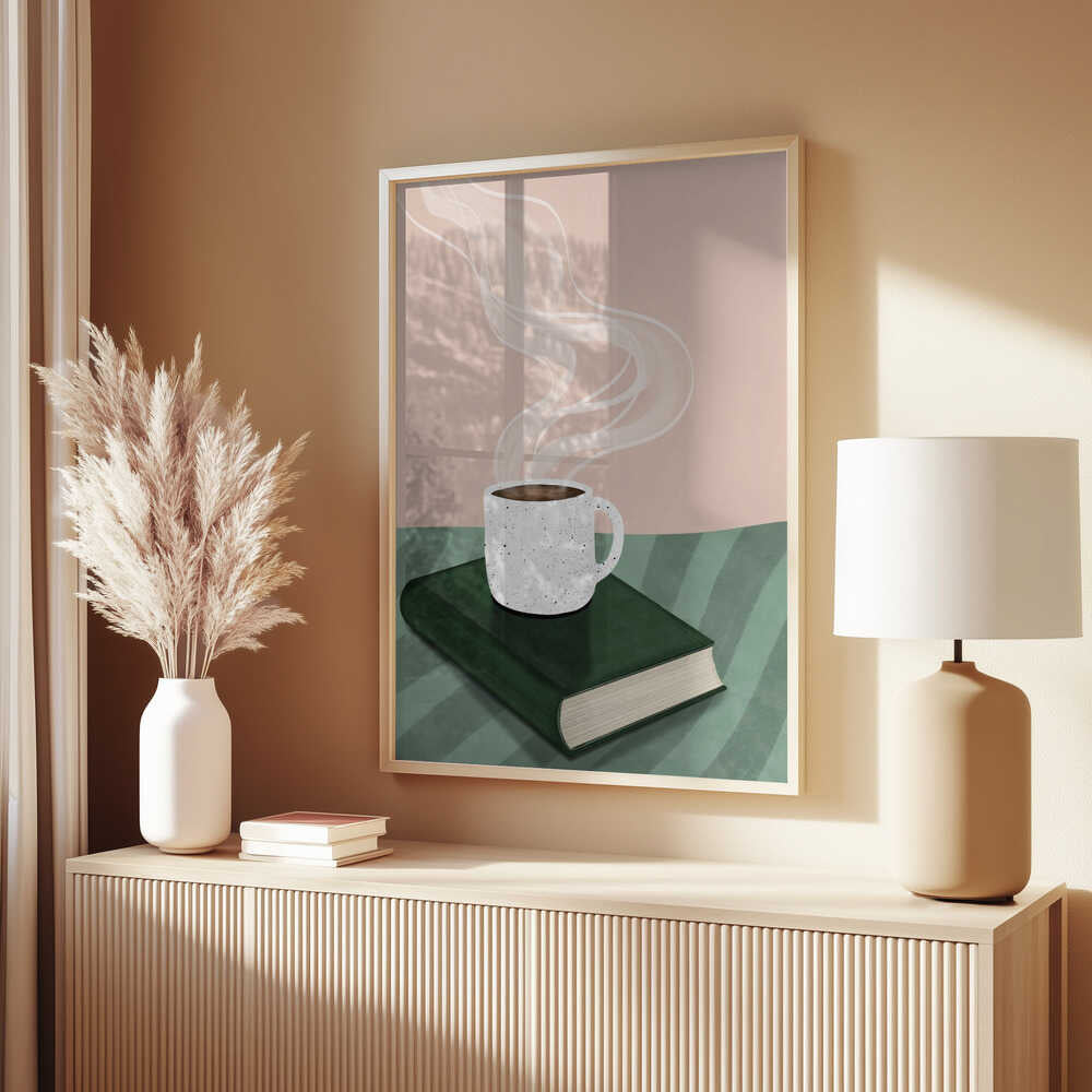 Coffee Cup on a Closed Book Poster