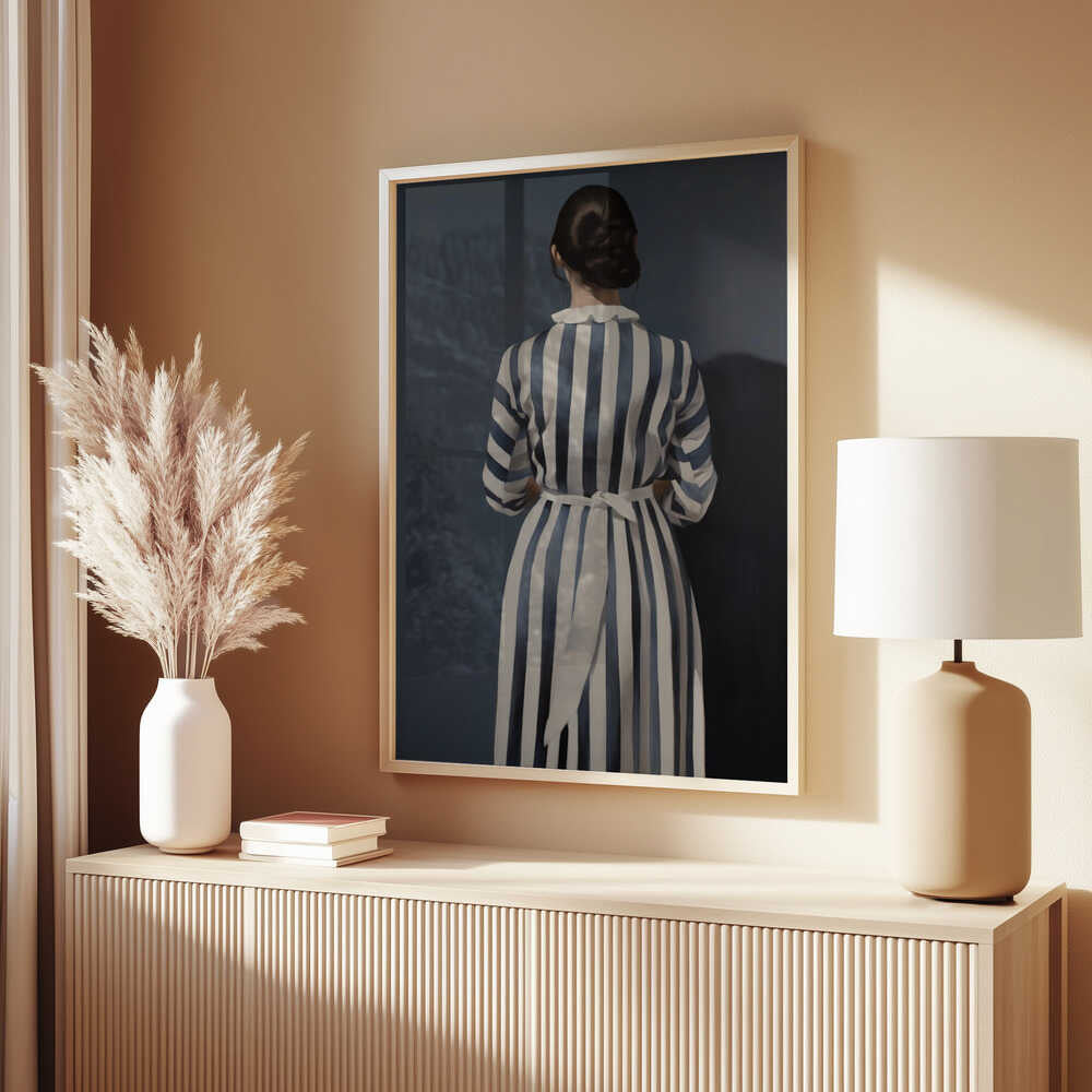 The Girl In Blue and White Striped Dress Poster