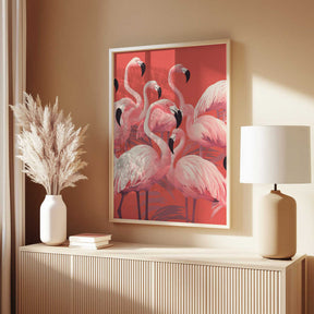 Vibrant Pink Flamingos Poster