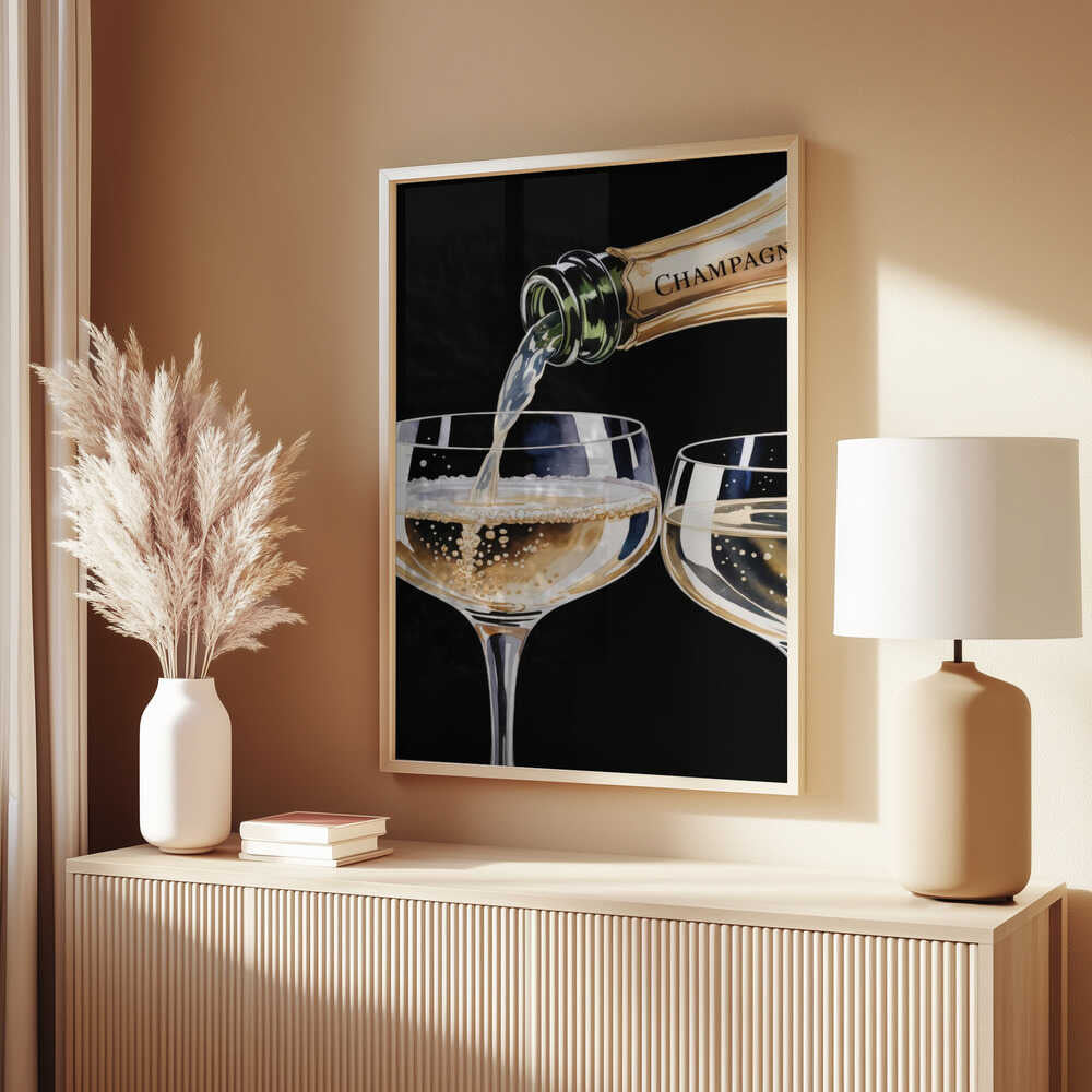 Pouring Champagne Poster