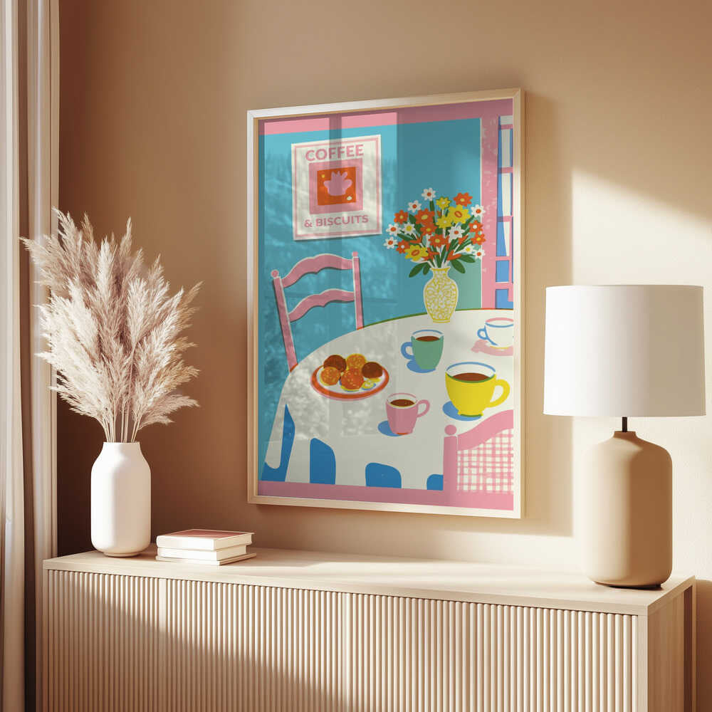 A2 Coffee and Flowers On Table 01.png Poster