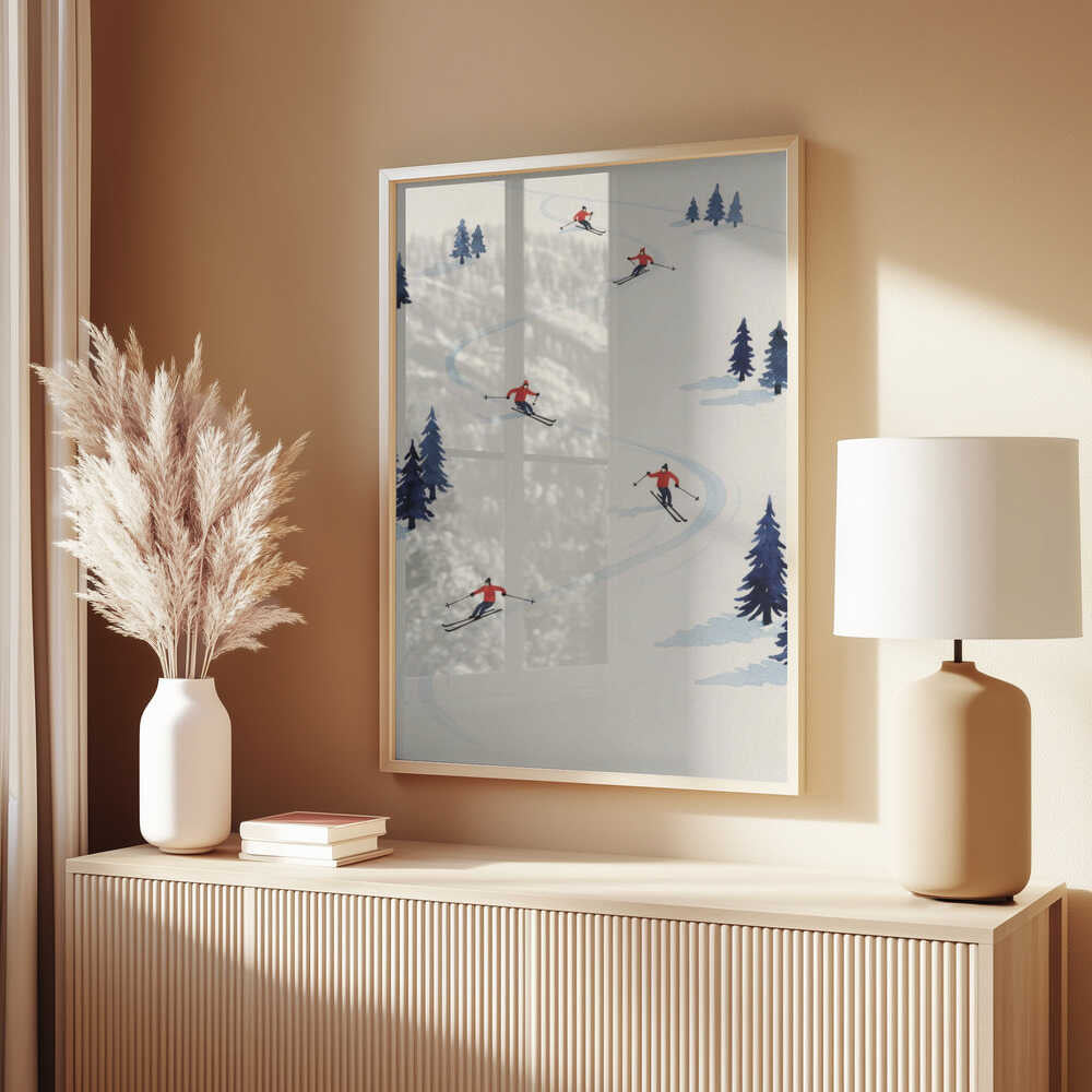 Five Skiers Poster