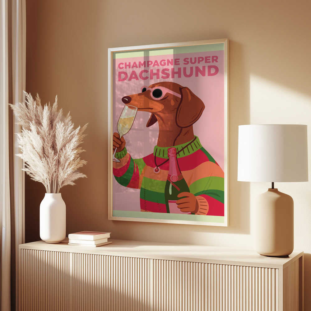 A3 Champagne Super Dachshund 01.png Poster