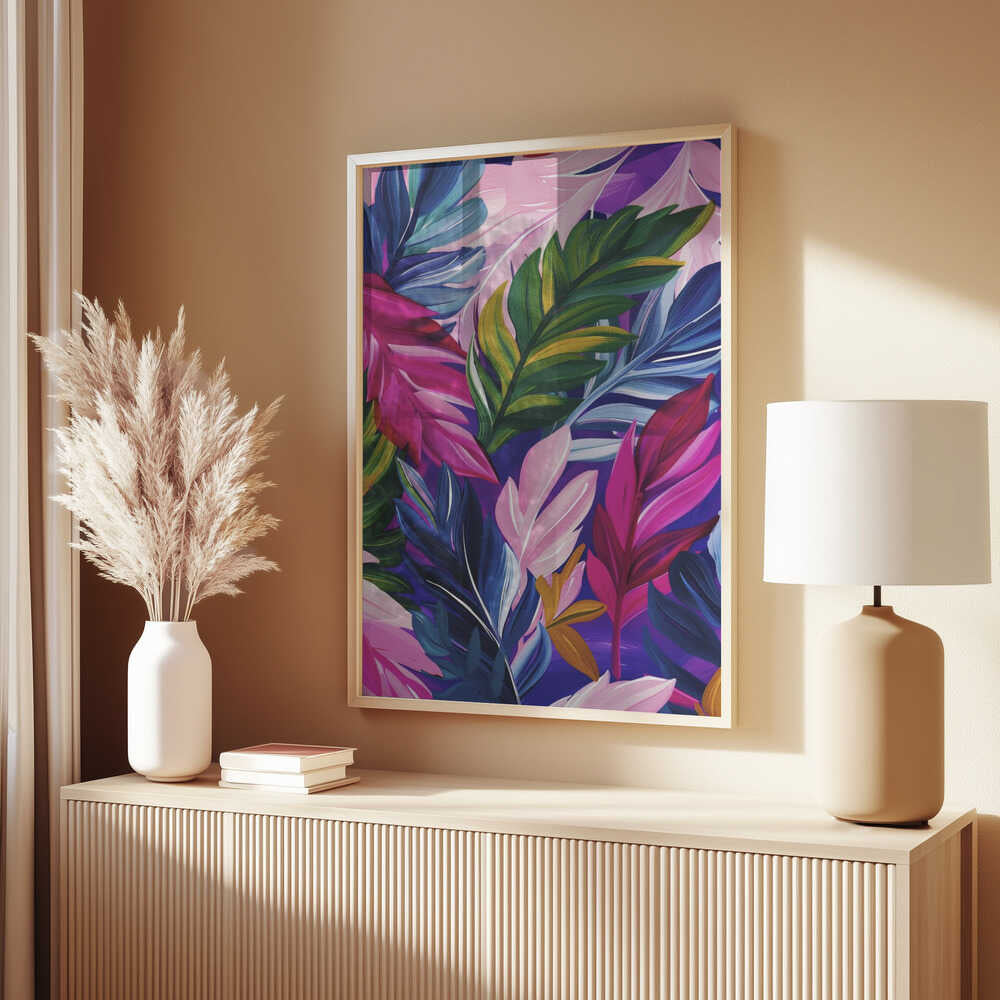 Vivid Jewel Leaves Poster