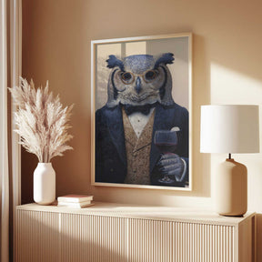 Owl In Midnight Blue Tuxedo Poster