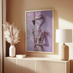 Flamingo In Cocktail Dress Poster