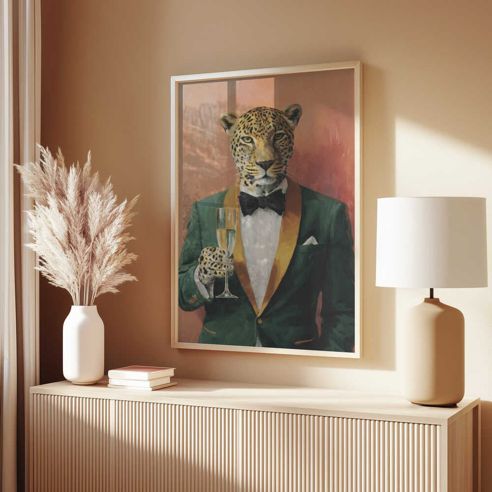 Leopard In Green Tuxedo Poster
