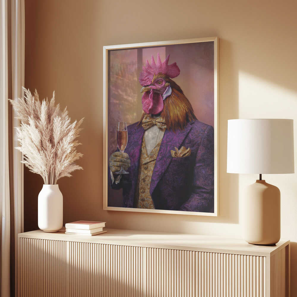 Rooster In a Purple Tuxedo Poster