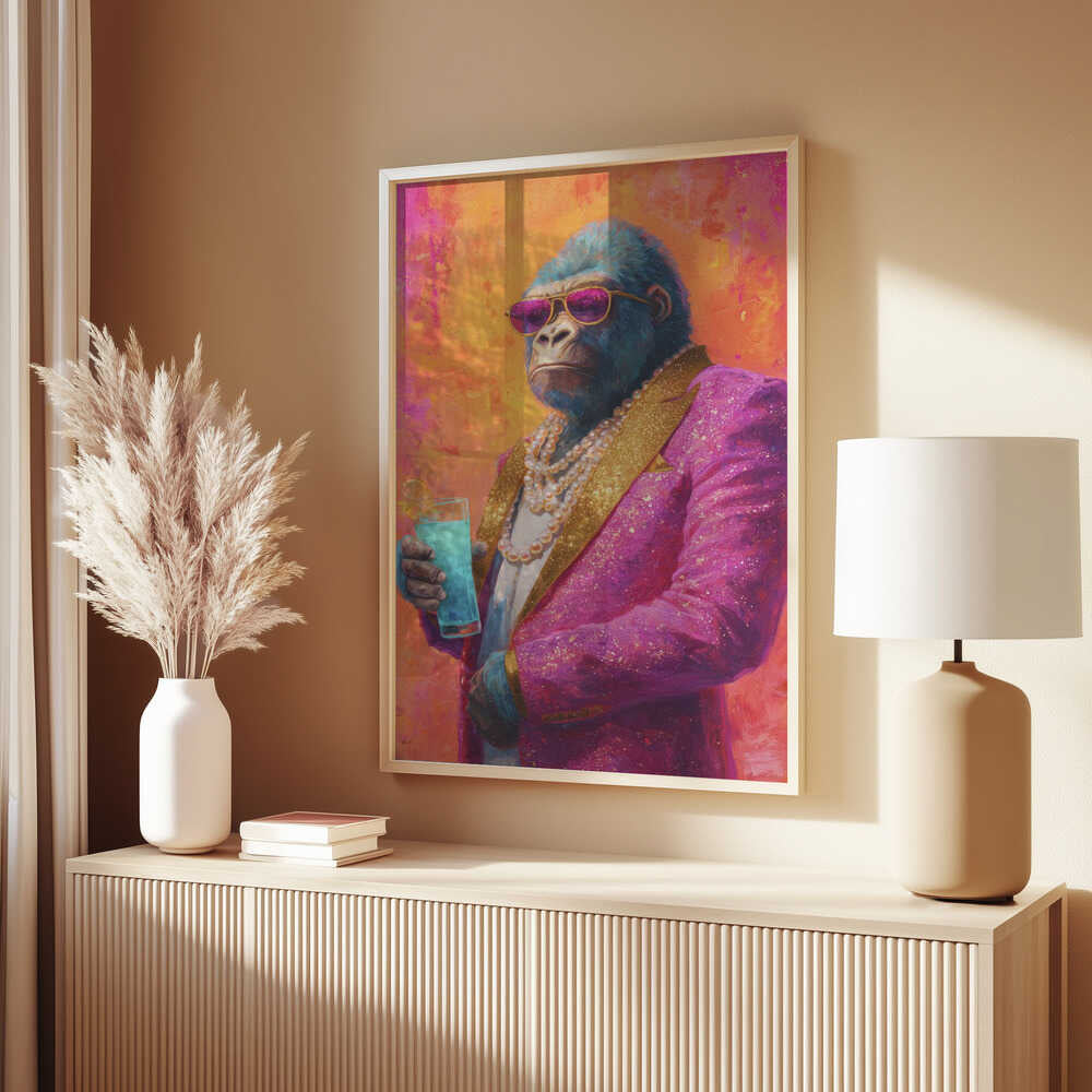 Gorilla In Pink Tuxedo Poster