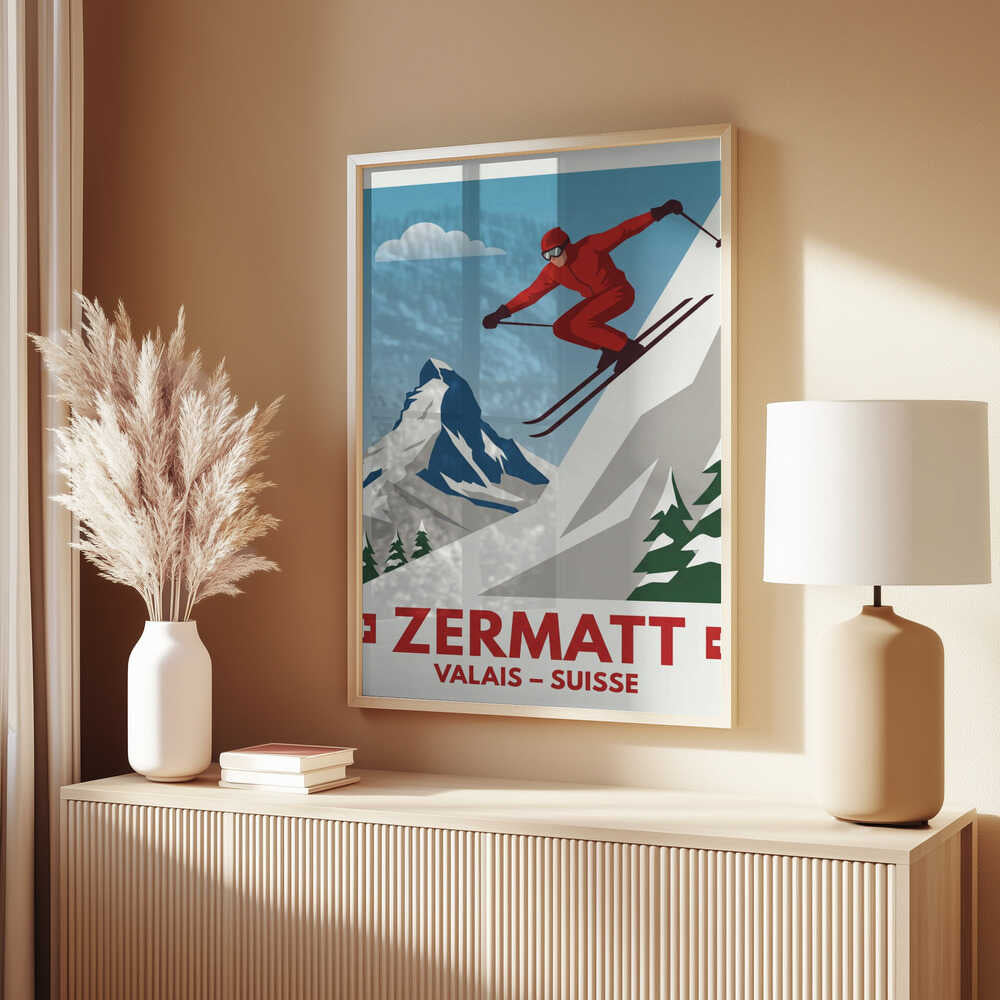 Zermatt Skiing Poster