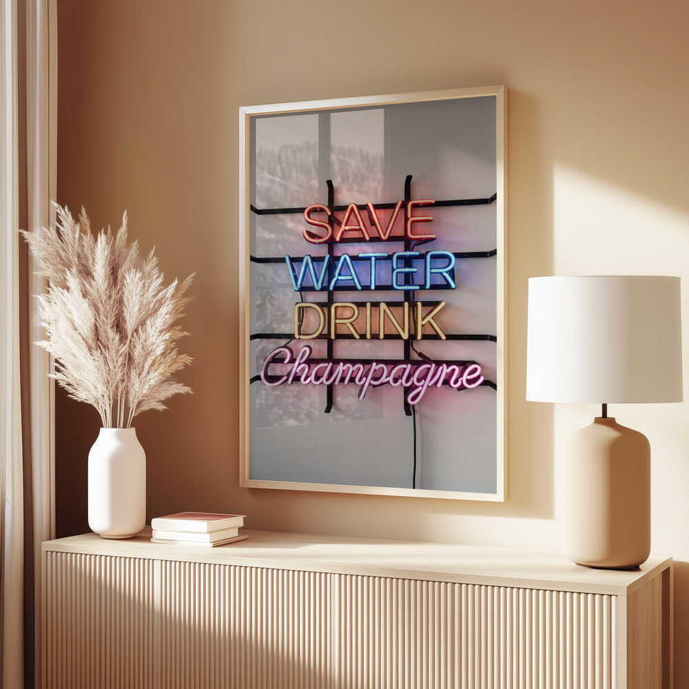 Save Water Neon Sign Poster