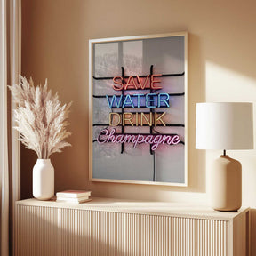 Save Water Neon Sign Poster