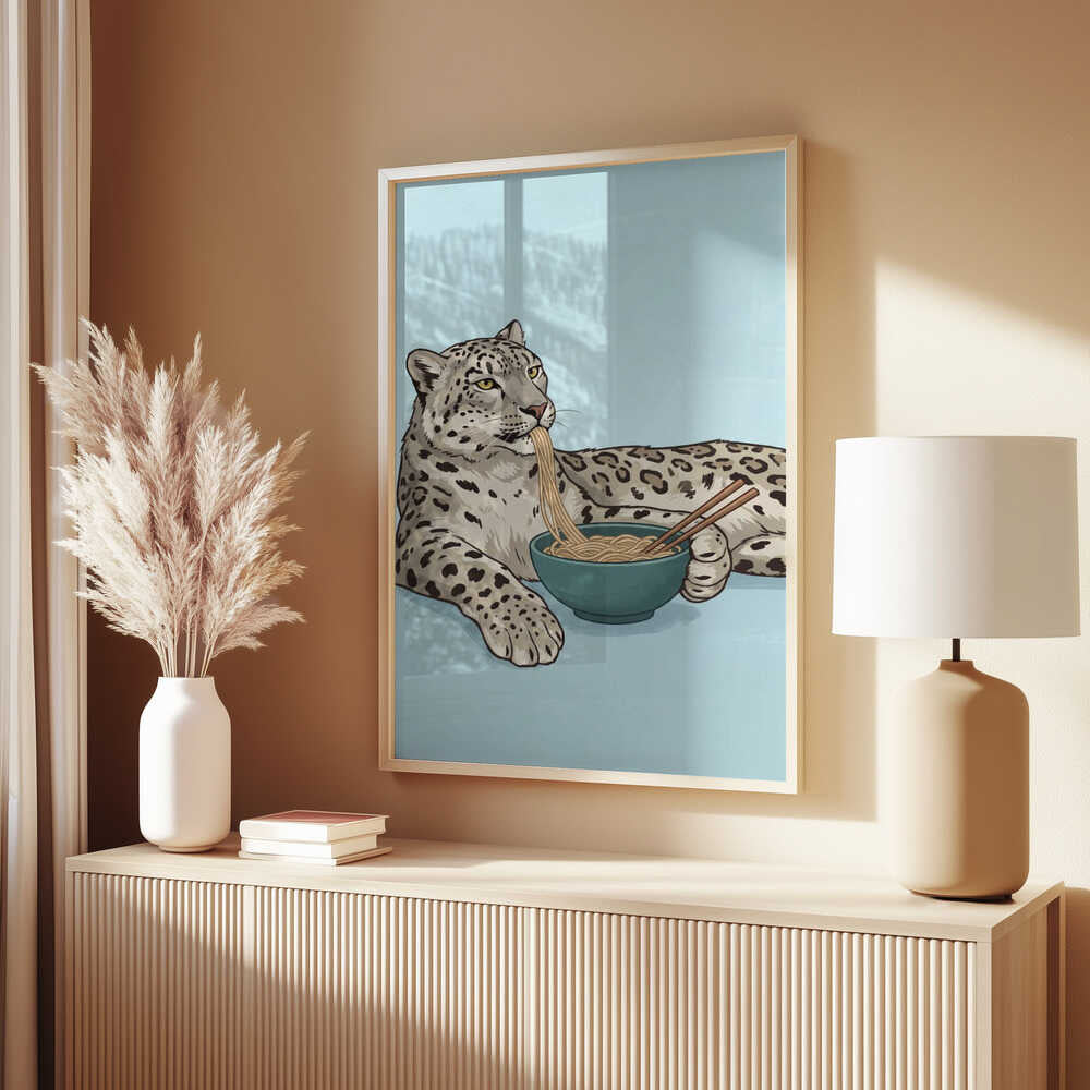 Noodle Snow Leopard Poster