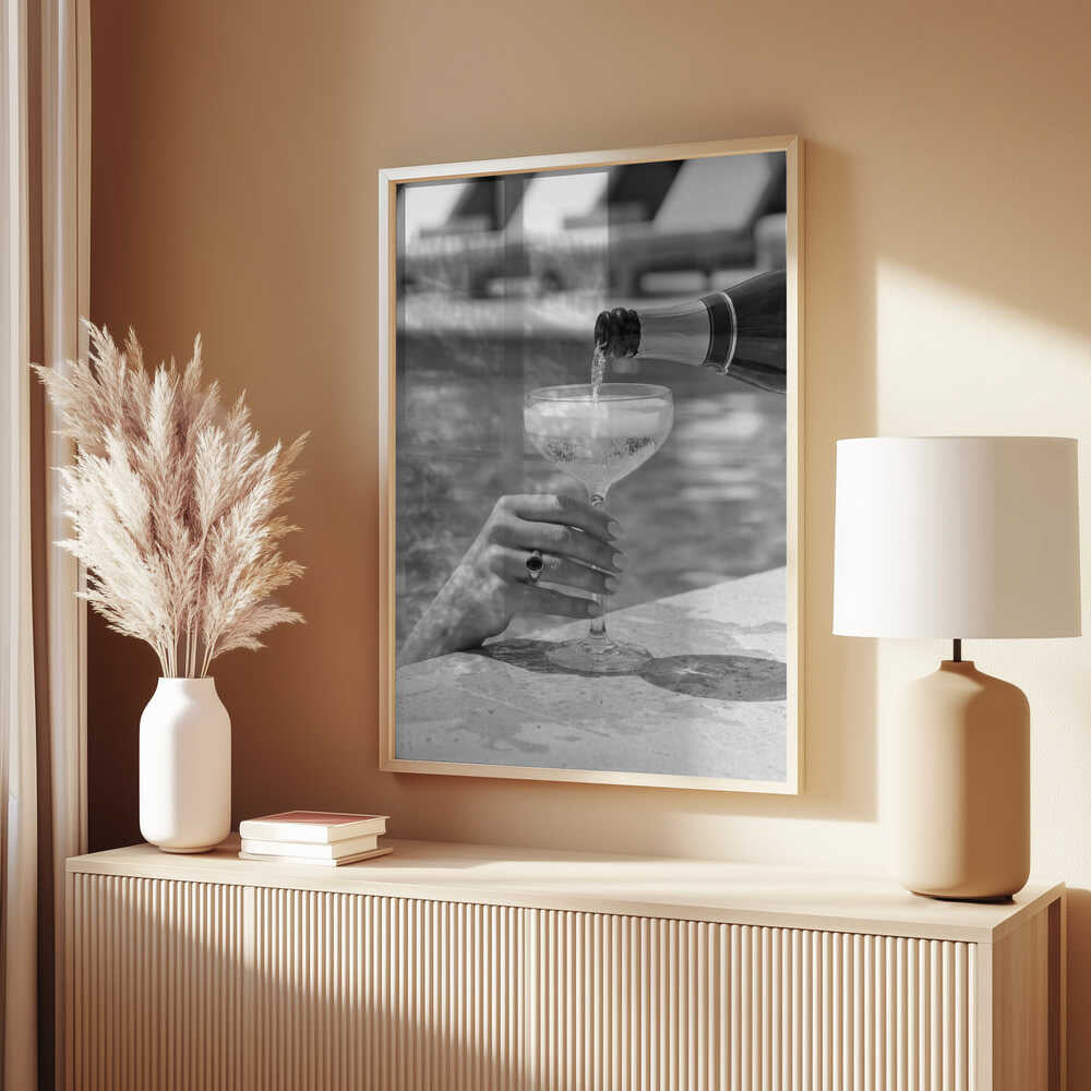 Champagne Poolside Pour Poster