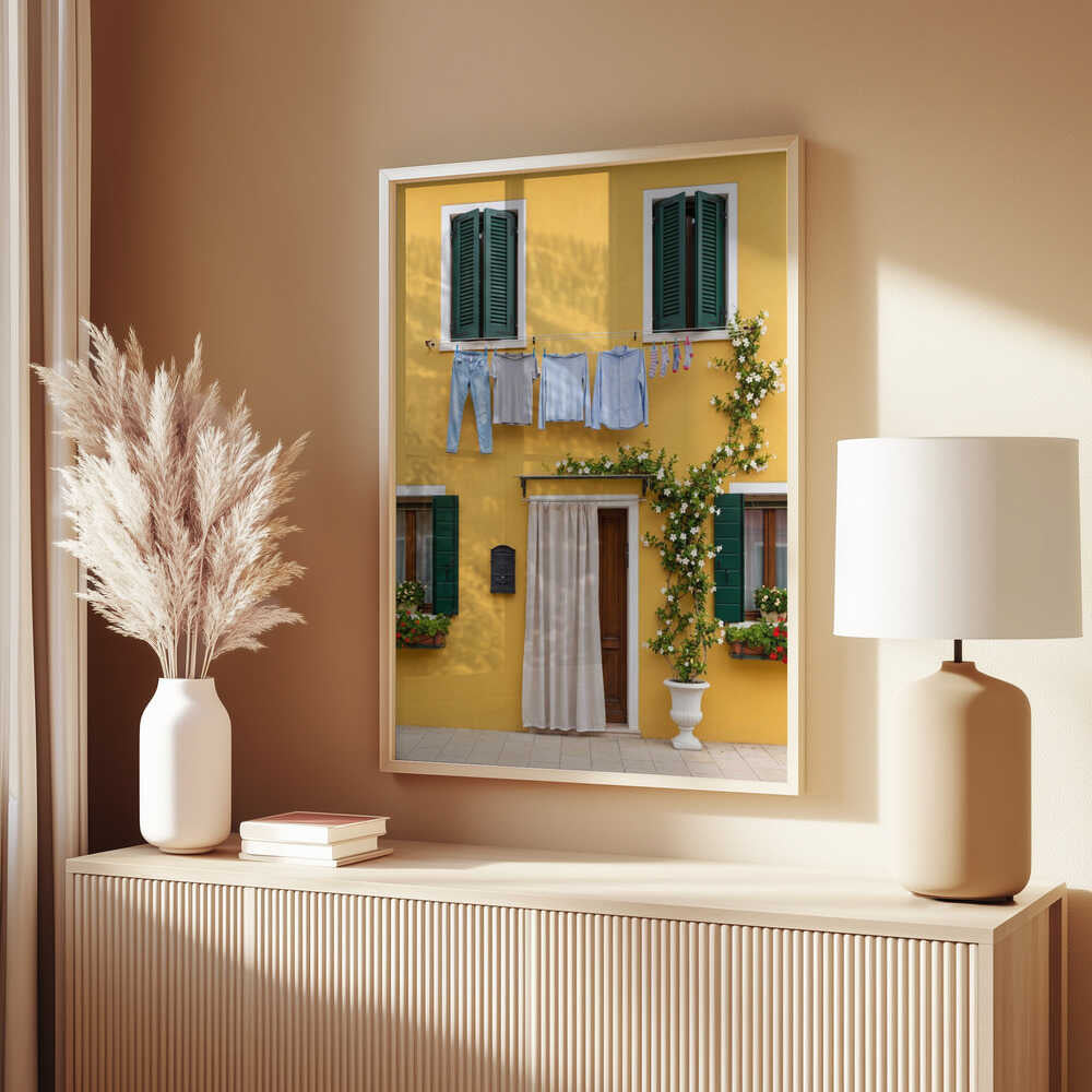 Yellow House Laundry Day Poster