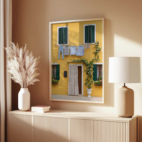 Yellow House Laundry Day Poster