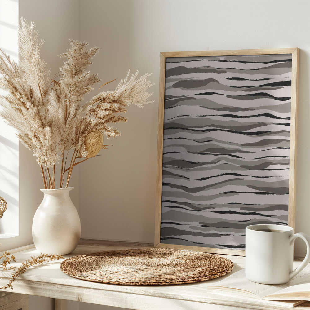 Monochrome Waves Poster