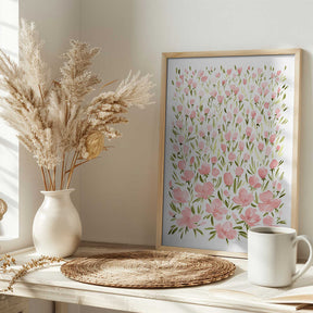 Field of pink flowers Poster
