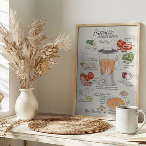 Gazpacho illustrated recipe in Spanish Poster