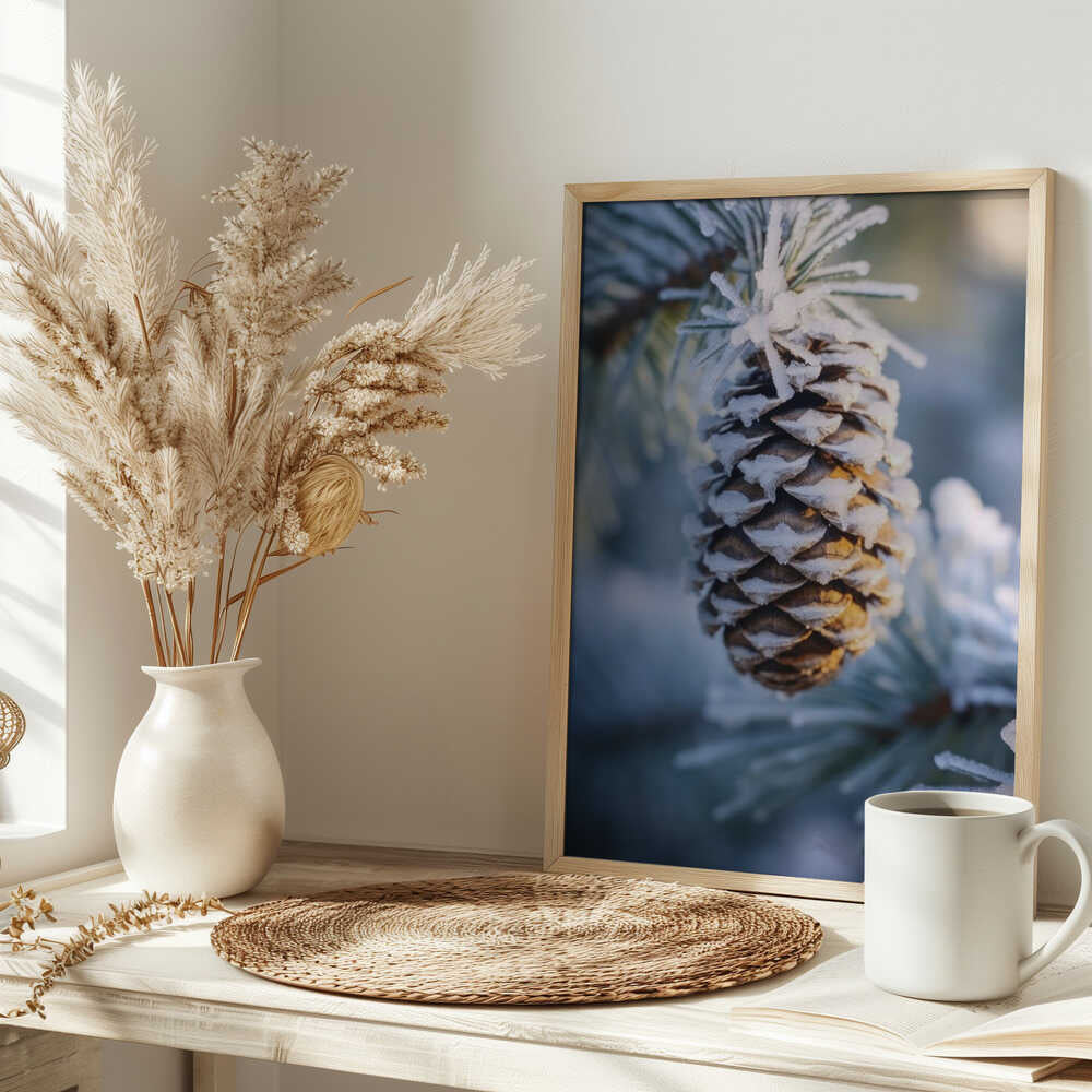 Frosty Pinecone Burst Poster