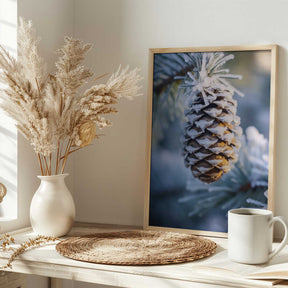 Frosty Pinecone Burst Poster