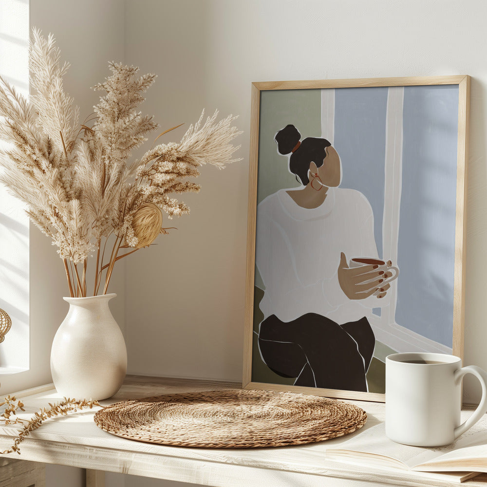 Woman Enjoying a Cup of Tea Art Print Poster