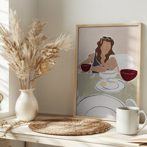 Woman Dining In a Restaurant Print By Ivy Green Illustrations Poster