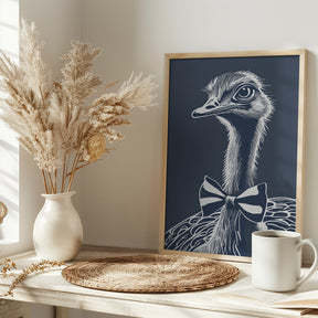 Ostrich with bow tie Poster