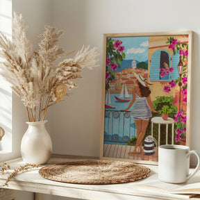 Travel poster woman in Saint-Tropez, France Poster