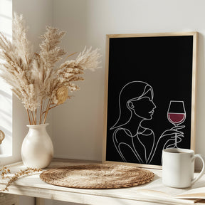 Woman and Wine On Black 2 Poster