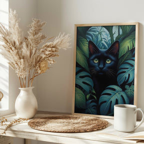 Cat In Bushes Poster