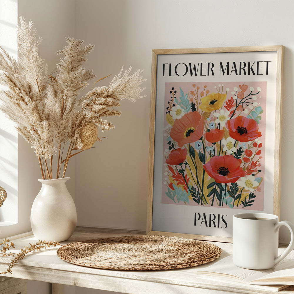 Flower Market Paris France Poster