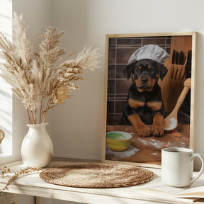 Rottweiler Puppy Chef Poster