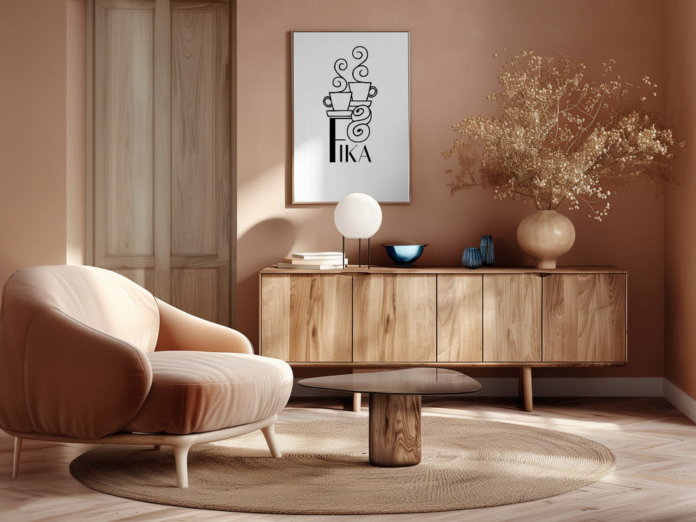 Fika line art illustration Poster