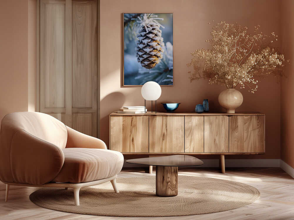 Frosty Pinecone Burst Poster