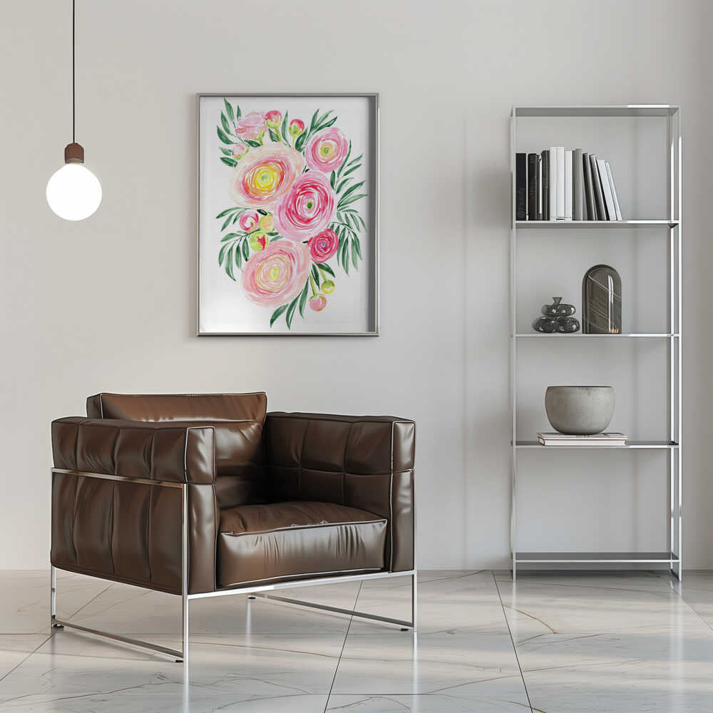 Savanna pink ranunculus bouquet Poster