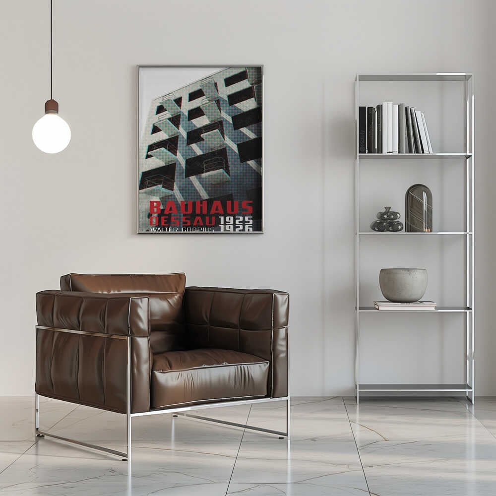 Bauhaus Dessau architecture in vintage magazine style VII Poster