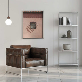 Rustic Pink Wall With A Vintage Window Poster