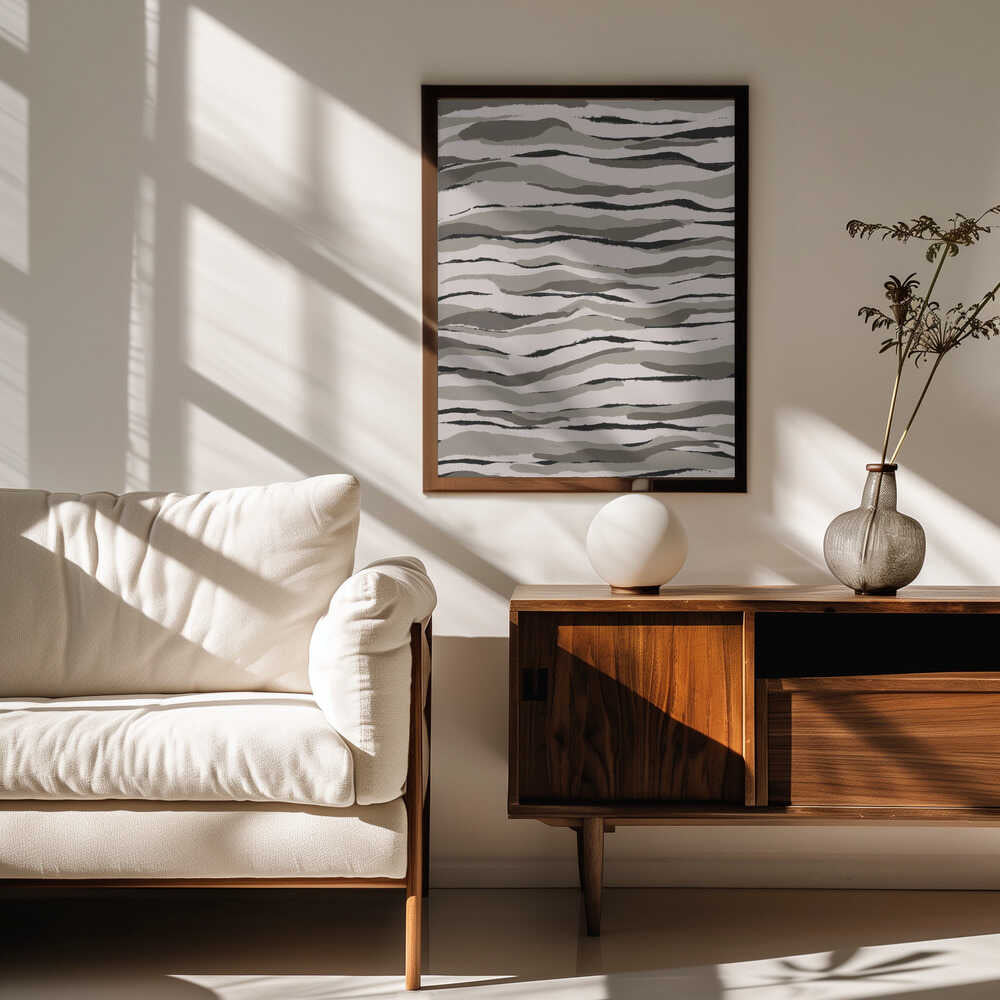 Monochrome Waves Poster