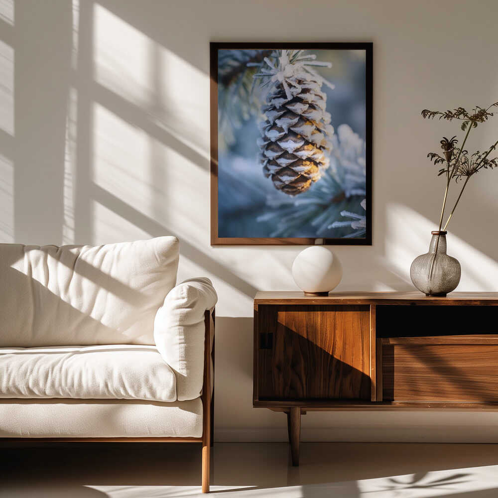 Frosty Pinecone Burst Poster