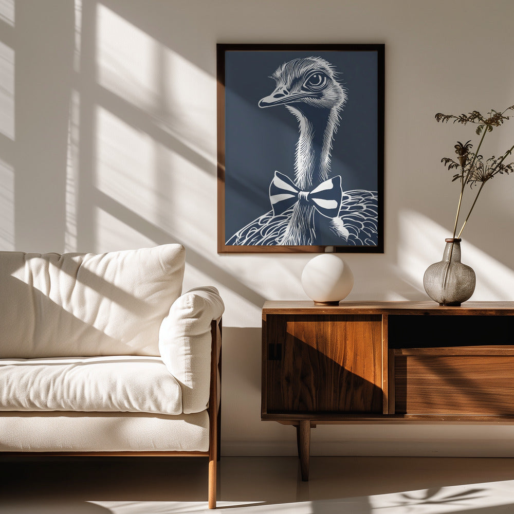 Ostrich with bow tie Poster