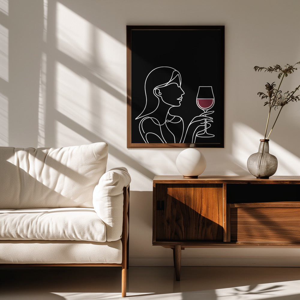 Woman and Wine On Black 2 Poster