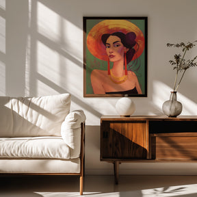 Mexican lady in sombrero Poster