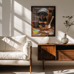 Rottweiler Puppy Chef Poster