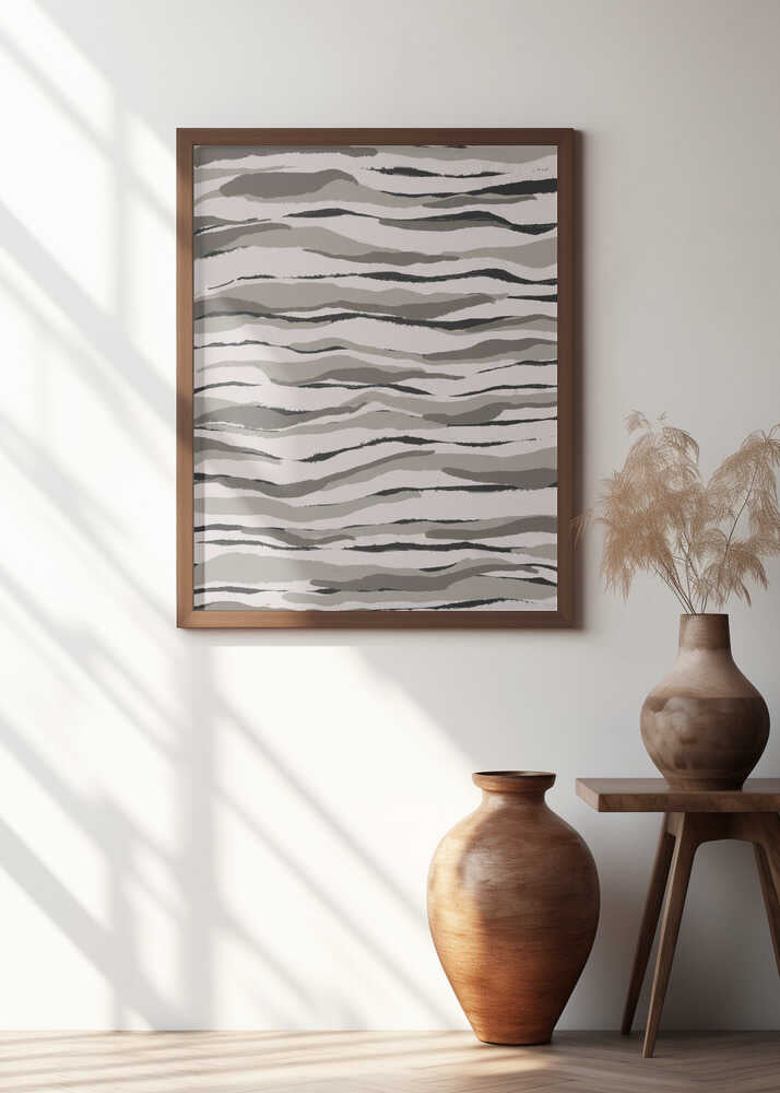 Monochrome Waves Poster
