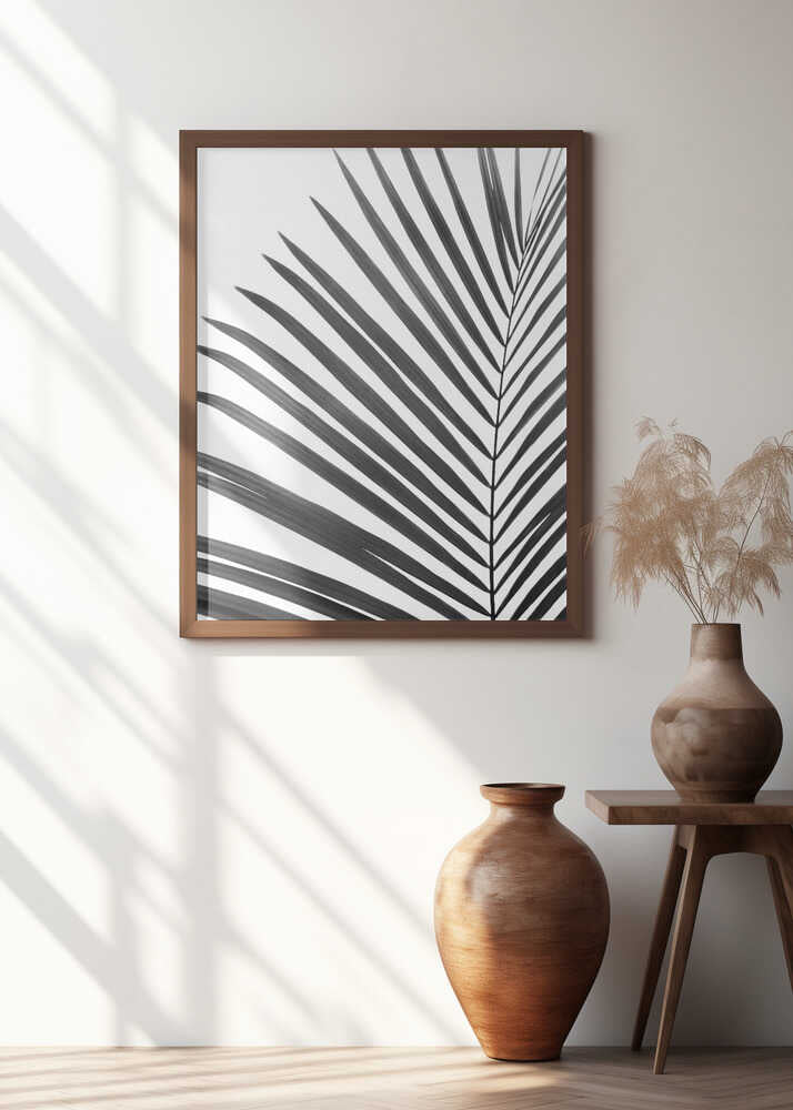 BW Palm Leaf Poster